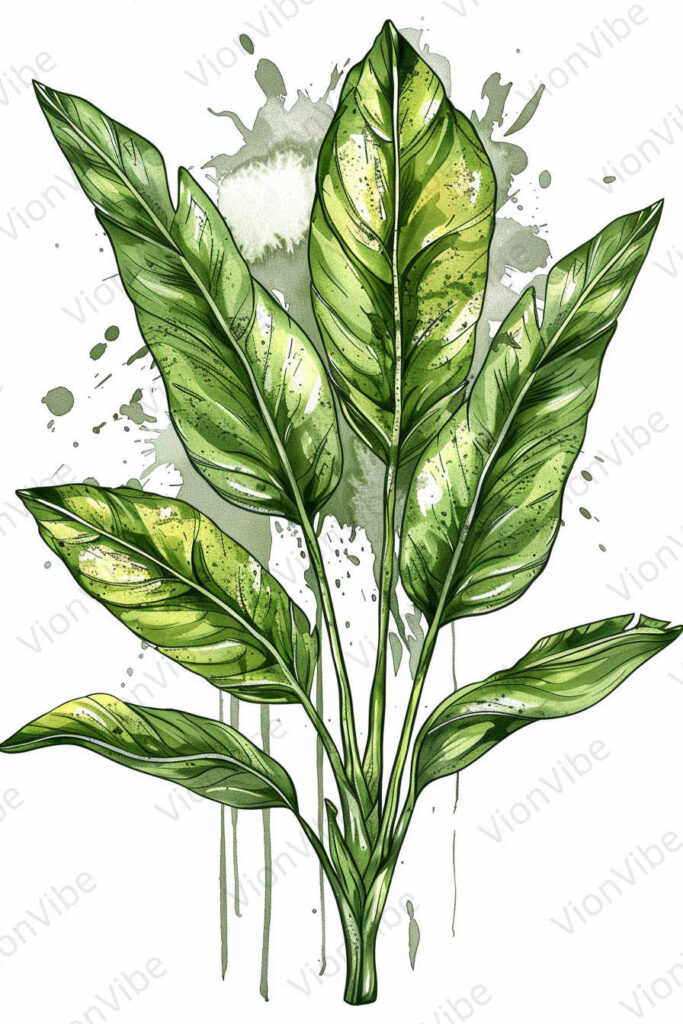 green leaves on white background