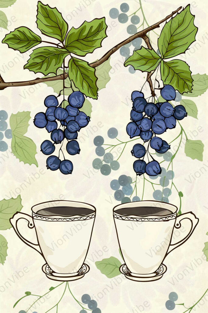 cup of tea with grapes