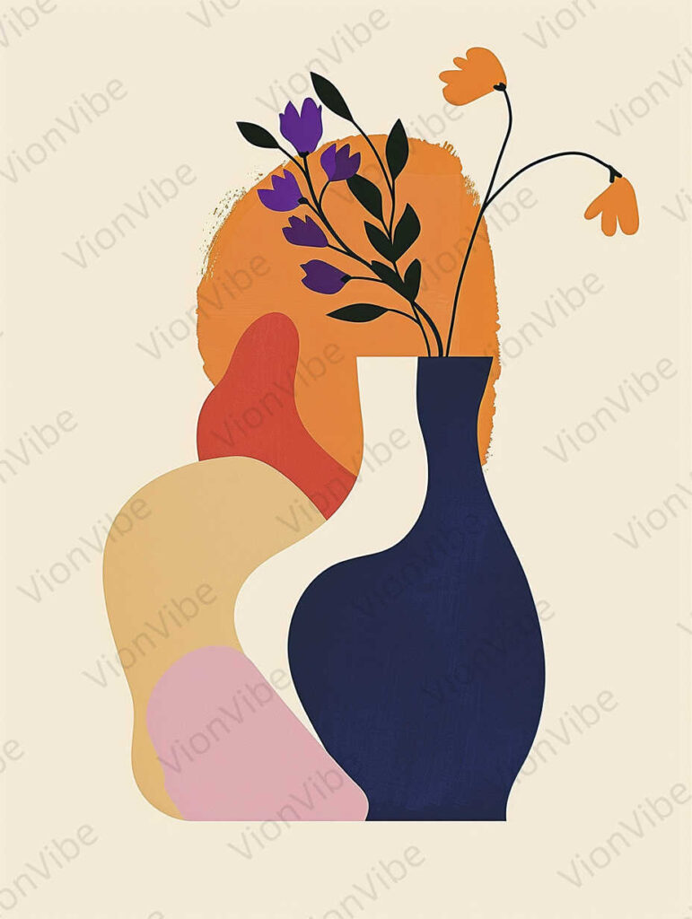 illustration of a vase with flowers